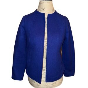 Talbots Brushed Wool Blend Blazer Blue Size Petite Small